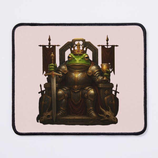 Item preview, Epic Frog Knight on the Throne | Fantasy Cartoon King Frog designed and sold by OxiSkor.