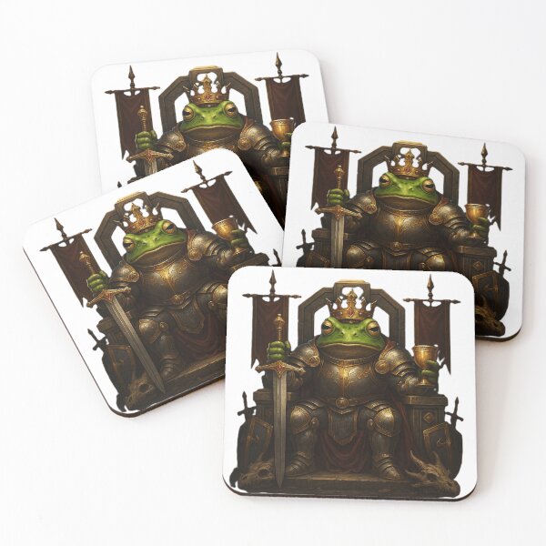 Item preview, Epic Frog Knight on the Throne | Fantasy Cartoon King Frog designed and sold by OxiSkor.