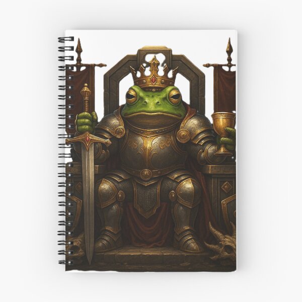 Item preview, Epic Frog Knight on the Throne | Fantasy Cartoon King Frog designed and sold by OxiSkor.