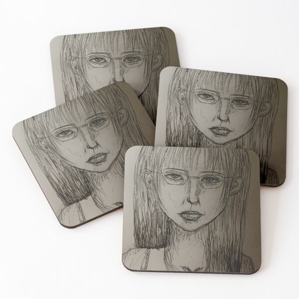 Item preview, Eerie Girl with Glasses – Haunting Pencil Portrait  designed and sold by Luhxyraa.