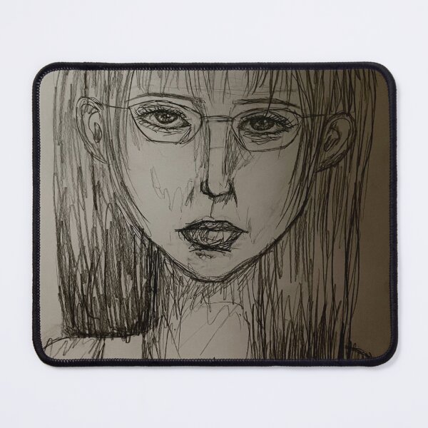 Item preview, Eerie Girl with Glasses – Haunting Pencil Portrait designed and sold by Luhxyraa.