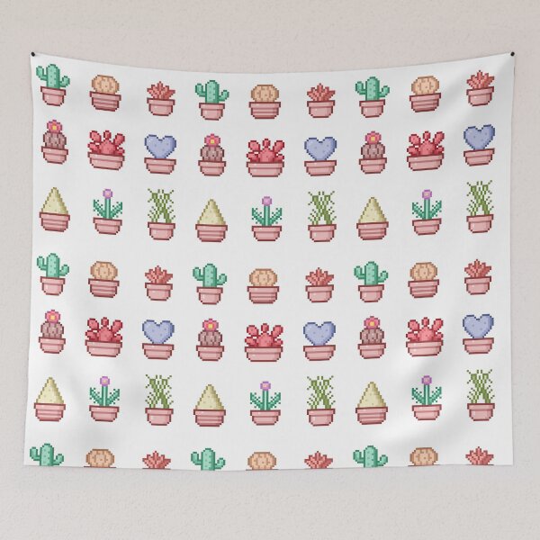 Item preview, Pixel Art Cute Cactus Collection – Pastel Potted Succulents designed and sold by retro_pixel.