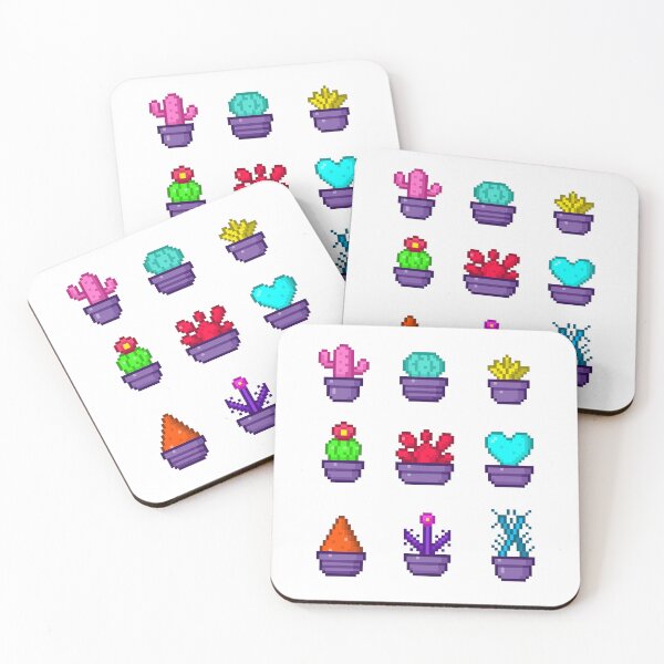 Item preview, Pixel Art Cute Cactus Collection – Neon Potted Succulents designed and sold by retro_pixel.