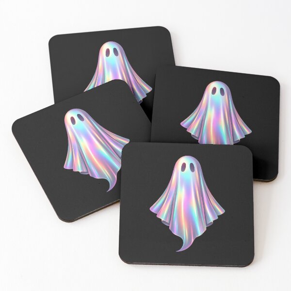 Item preview, Holographic Halloween Ghost. Spooky season, Iridescen colored. designed and sold by Adorablehaunts.