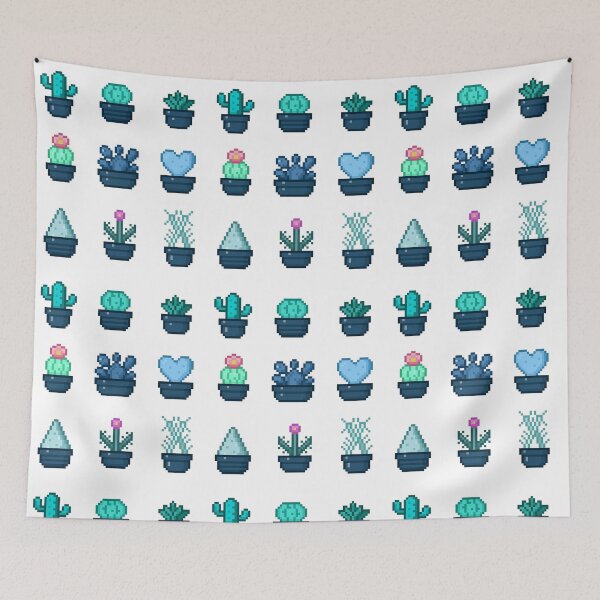 Item preview, Pixel Art Cute Cactus Collection – Ocean Potted Succulents designed and sold by retro_pixel.
