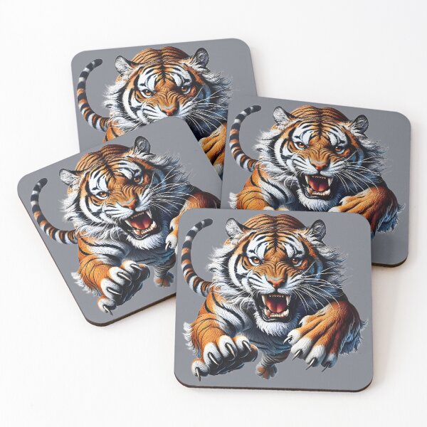 Item preview, fierce tiger in jumping, angry tiger rushing designed and sold by orthodox-icon.