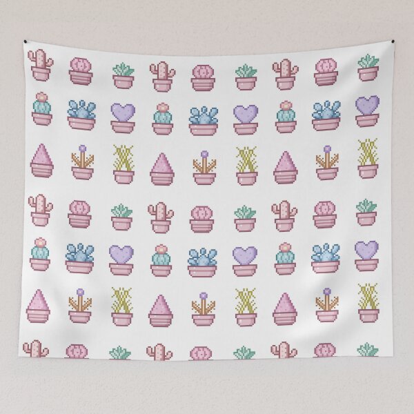 Item preview, Pixel Art Cute Cactus Collection – Creamy Potted Succulents designed and sold by retro_pixel.