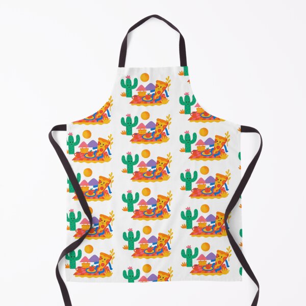 Item preview, Surreal animated picnic scene with pizza slice under sun, cactus beside and mountains, AI generated designed and sold by dvoevnore.