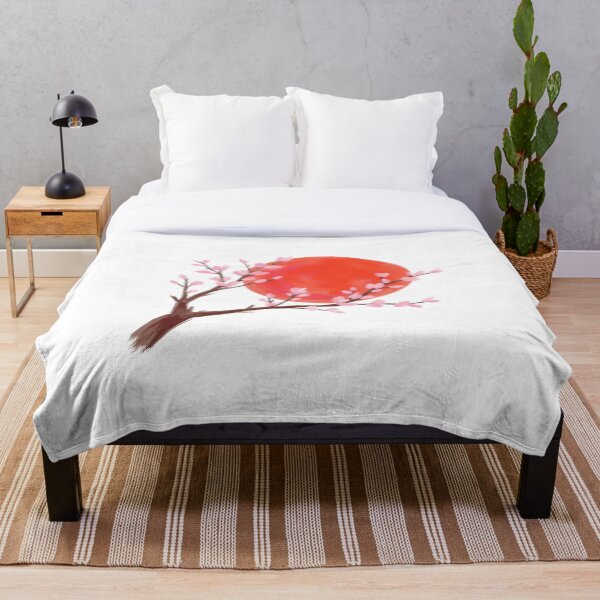Item preview,  Red Sun and Cherry Blossom Branch – Oil Painting Style designed and sold by Pixel--Threads.