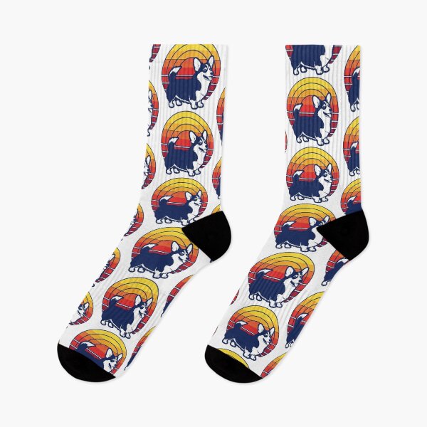 Item preview, corgi retro sun silhouette with nostalgic sunrise vibe designed and sold by zoughlal.