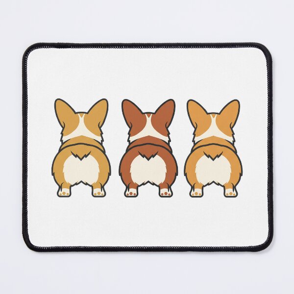 Item preview, cheeky corgi trio rear views in bold block colors designed and sold by zoughlal.