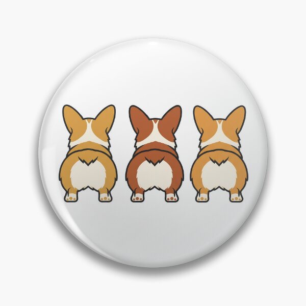 Item preview, cheeky corgi trio rear views in bold block colors designed and sold by zoughlal.
