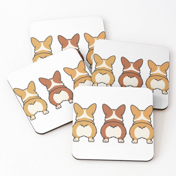Item preview, cheeky corgi trio rear views in bold block colors designed and sold by zoughlal.