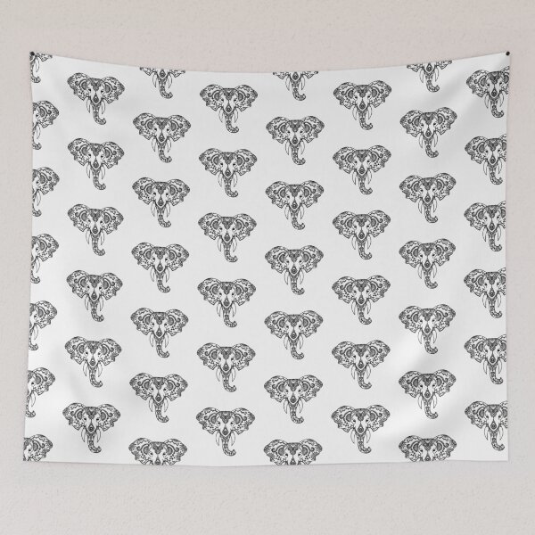 Item preview, Elephant head flower patterned black and white  designed and sold by Thought2reality.