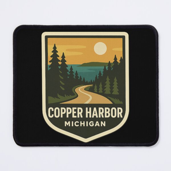Item preview, Copper Harbor Michigan Scenic Sunset Badge designed and sold by American Travels.