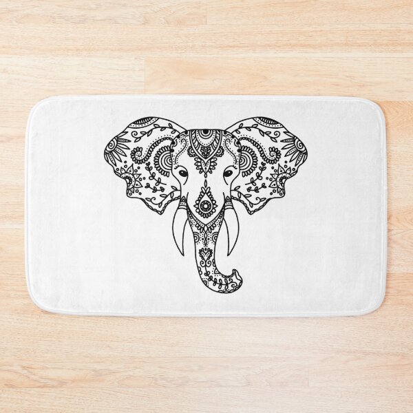 Item preview, Black elephant head flower pattern outline designed and sold by Thought2reality.