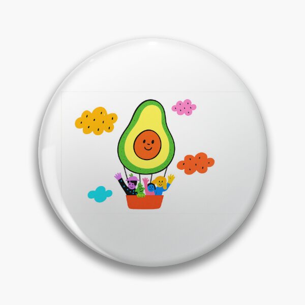 Item preview, Surreal animated avocado character with smiling faces in colorful clouds background, AI generated designed and sold by dvoevnore.