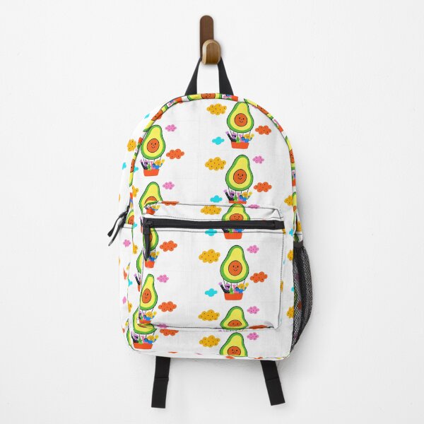 Item preview, Surreal animated avocado character with smiling faces in colorful clouds background, AI generated designed and sold by dvoevnore.