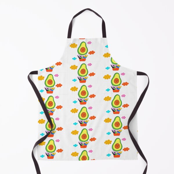 Item preview, Surreal animated avocado character with smiling faces in colorful clouds background, AI generated designed and sold by dvoevnore.