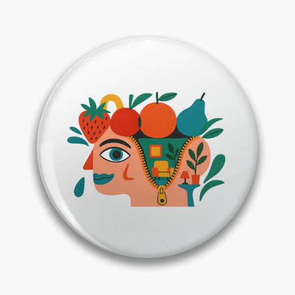 Item preview, Surreal animated head with fruits and room elements, isolated png, AI Generated designed and sold by dvoevnore.