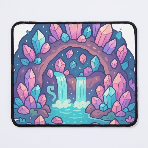 Item preview, Fantasy Crystal Cave with Glowing Waterfalls designed and sold by RouniBoutique.