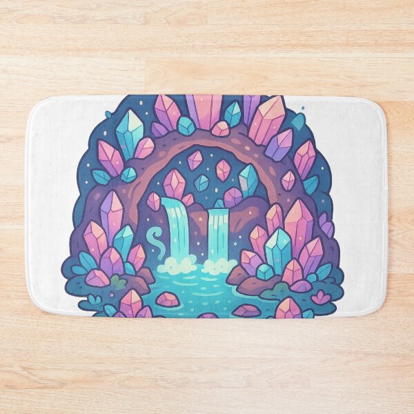 Item preview, Fantasy Crystal Cave with Glowing Waterfalls designed and sold by RouniBoutique.