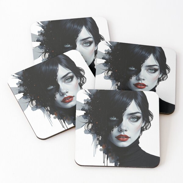 Item preview, Midnight Muse – Ink-Splash Portrait designed and sold by ARTYNest.store.