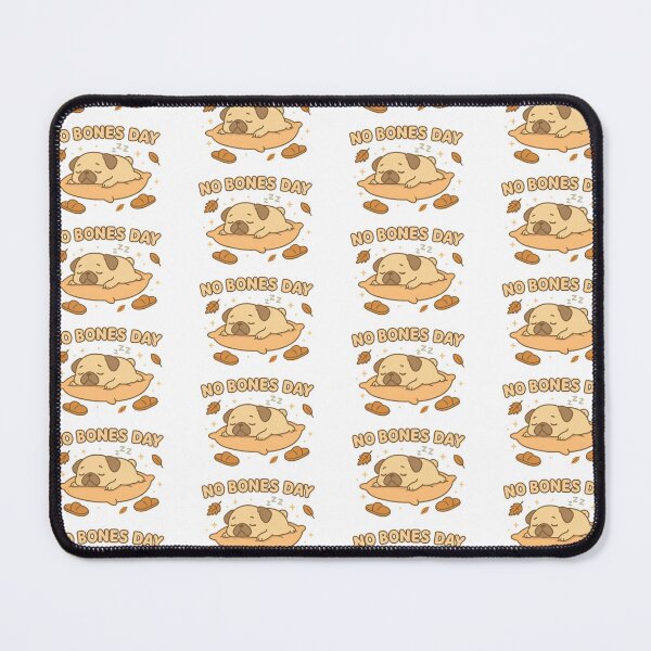 Item preview, No bones day concept, sleeping pug on cushion with autumn leaves, background, AI Generated designed and sold by dvoevnore.