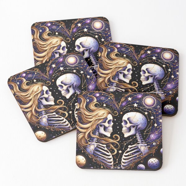 Item preview, Halloween couple skeletons in love purple aesthetic spooky heart  designed and sold by cocomelon168.