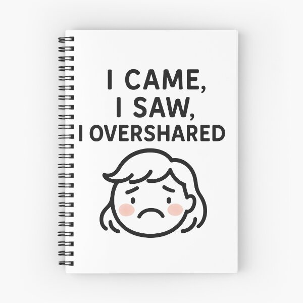 Item preview, Animated illustration sad face with text I came, I saw, I overshared, isolated on transparent background, AI Generated designed and sold by dvoevnore.