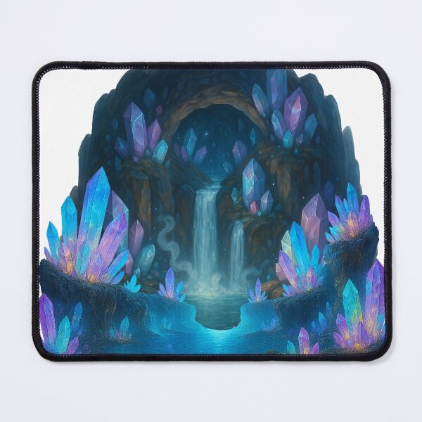 Item preview, Fantasy Crystal Cave with Magical Glowing Waterfalls designed and sold by RouniBoutique.