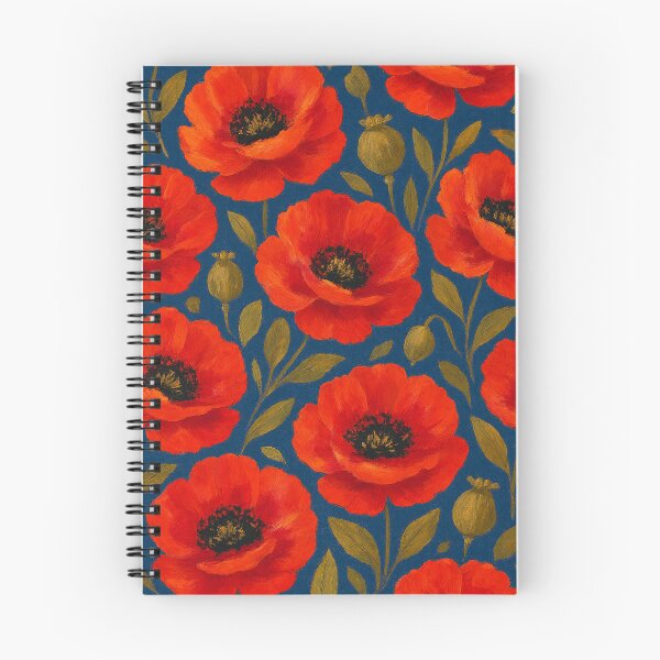 Item preview, Bold Red Poppies on Deep Blue designed and sold by weirdfishes123.
