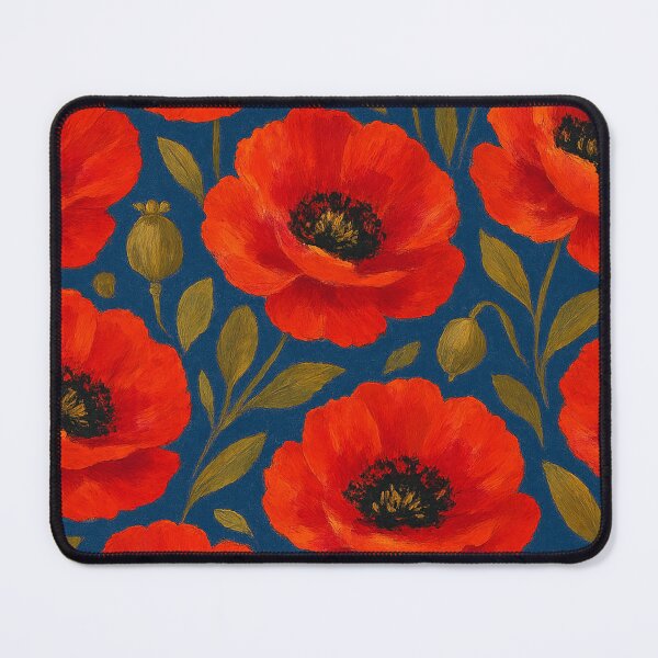 Item preview, Bold Red Poppies on Deep Blue designed and sold by weirdfishes123.