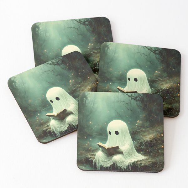 Item preview, Spooky Ghost reading in the forest. designed and sold by Adorablehaunts.