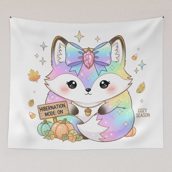 Item preview, Pastel Kawaii Halloween Fox | Cozy Rainbow Fox with Hibernation Mode Quote designed and sold by AnnDesignStudio.