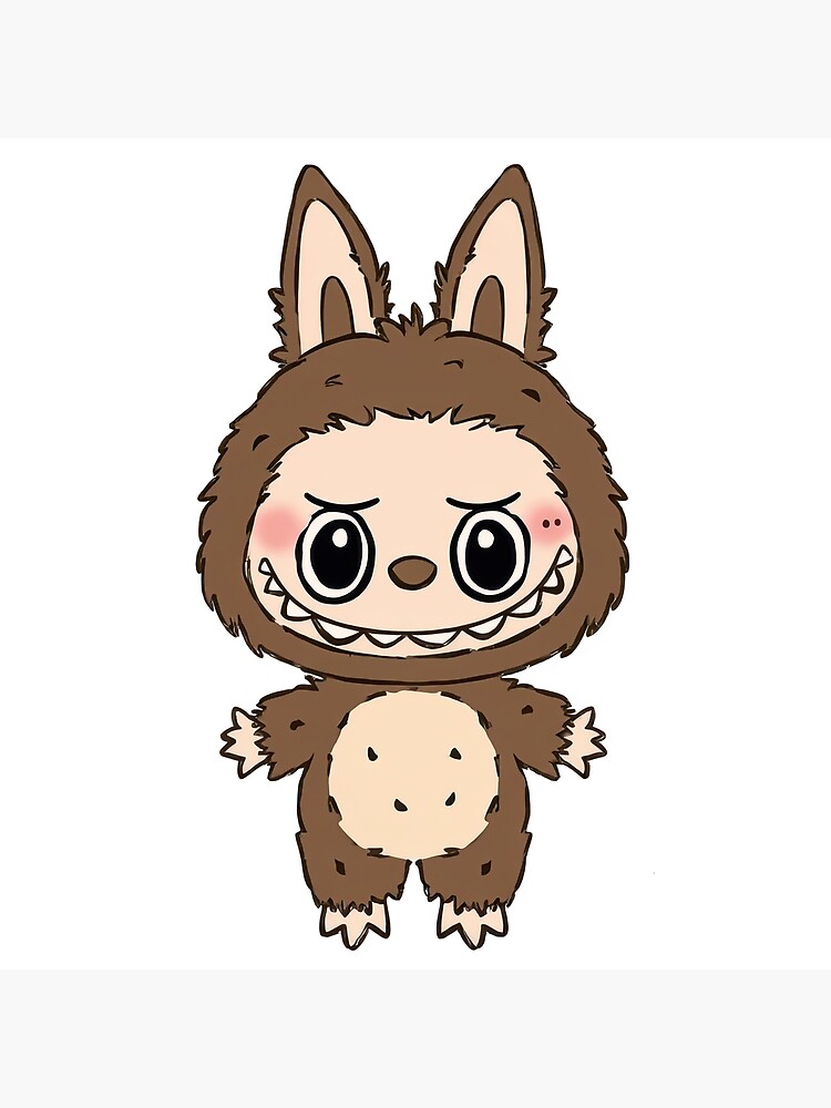 Cute Brown Labubu Character Illustration Poster