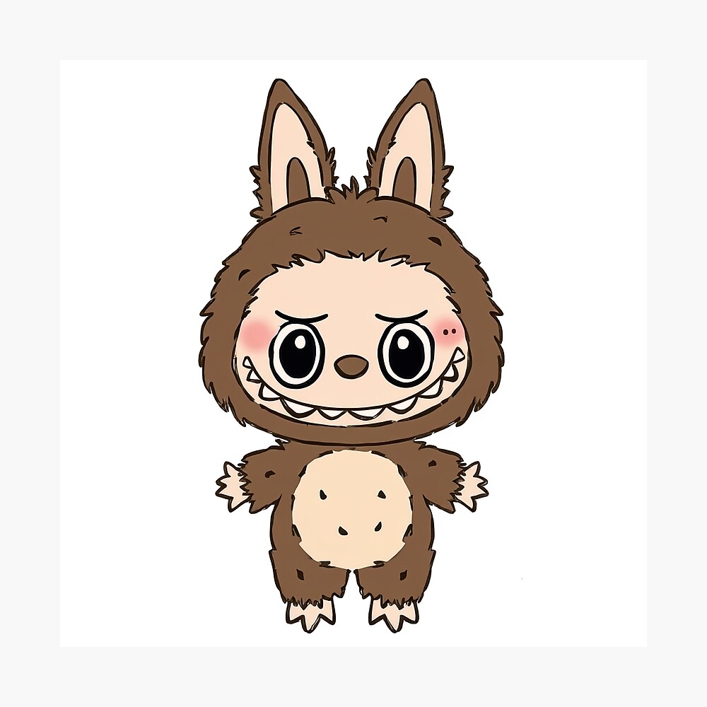 Cute Brown Labubu Character Illustration Poster