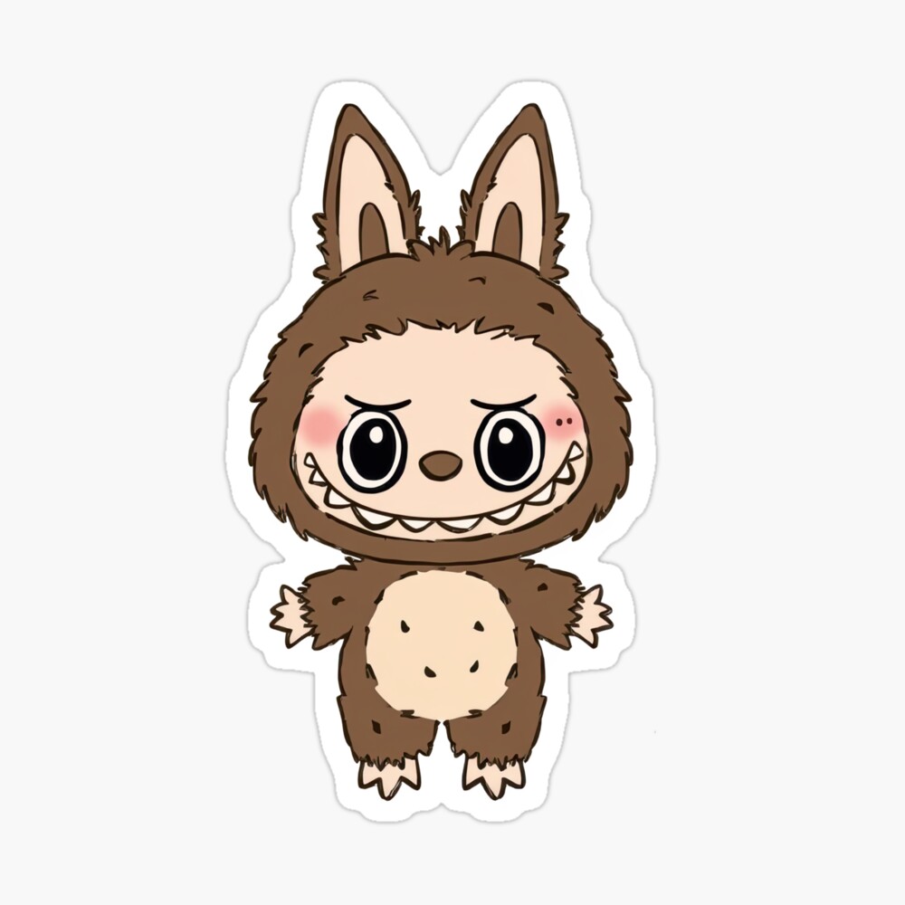 Cute Brown Labubu Character Illustration Poster