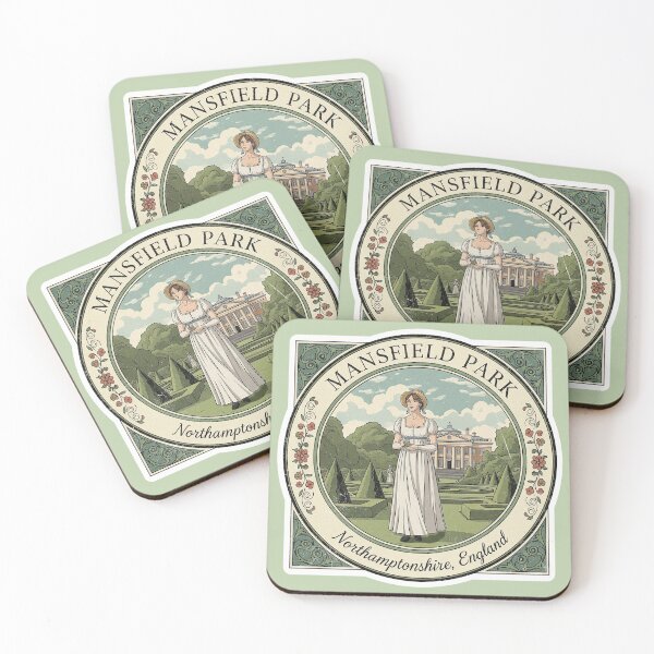 Item preview, Mansfield Park Sticker, Jane Austen Novel Art, Regency Era Garden Scene, Vintage Travel Emblem Design designed and sold by JakaLeMarque.