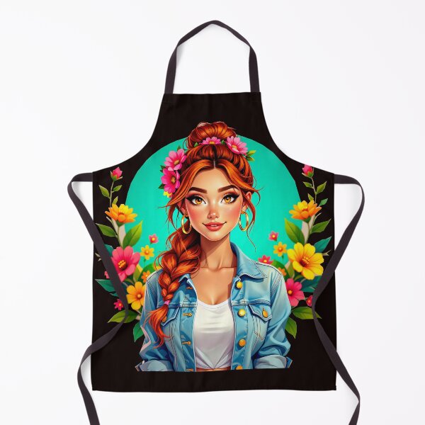 Item preview, Teen Girl Aesthetic – Floral Cartoon Portrait designed and sold by ARTYNest.store.