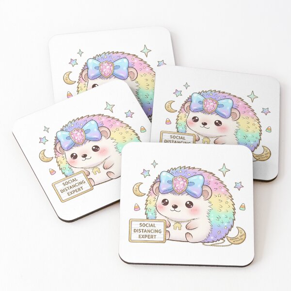 Item preview, Pastel Kawaii Halloween Hedgehog | Cute Rainbow Hedgehog with Social Distancing Quote designed and sold by AnnDesignStudio.