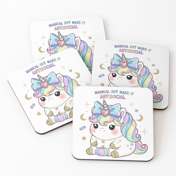 Item preview, Pastel Kawaii Halloween Unicorn | Magical Rainbow Unicorn with Antisocial Quote designed and sold by AnnDesignStudio.