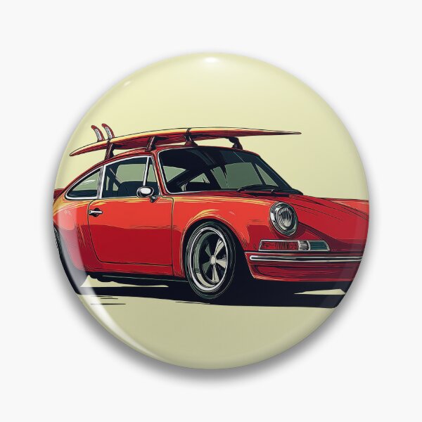 Item preview, Vintage Red Porsche 911 964 RS summer surfs up illustration designed and sold by blackdogshop.