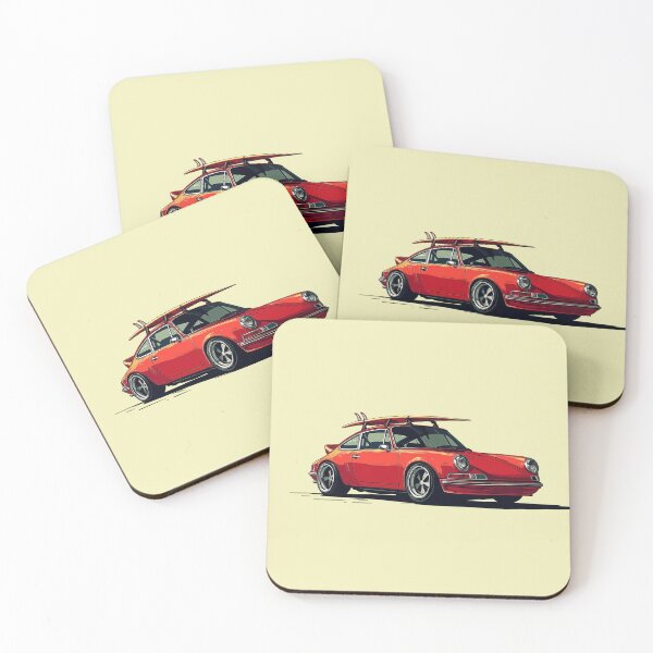 Item preview, Vintage Red Porsche 911 964 RS summer surfs up illustration designed and sold by blackdogshop.