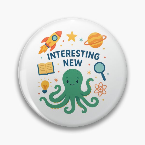 Item preview, "Interesting New - A fun and colorful illustration featuring a cheerful green octopus and educational symbols." designed and sold by ChernivtsiSkoda.