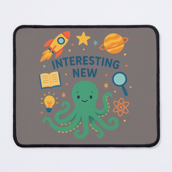 Item preview, "Interesting New - A fun and colorful illustration featuring a cheerful green octopus and educational symbols." designed and sold by ChernivtsiSkoda.