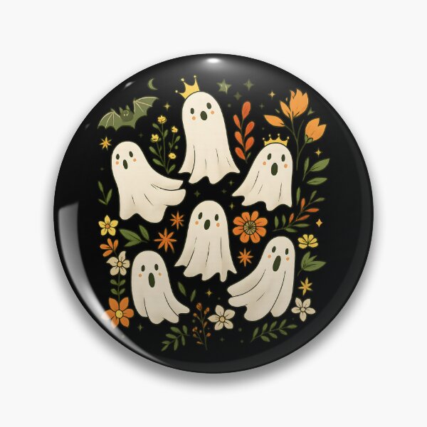 Item preview, Cute Kawaii Ghosts with Floral and Crown Halloween Illustration | Spooky Autumn Pastel Ghost Shirt designed and sold by DrawHandArt.