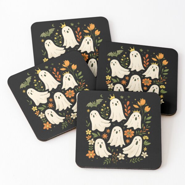 Item preview, Cute Kawaii Ghosts with Floral and Crown Halloween Illustration | Spooky Autumn Pastel Ghost Shirt designed and sold by DrawHandArt.