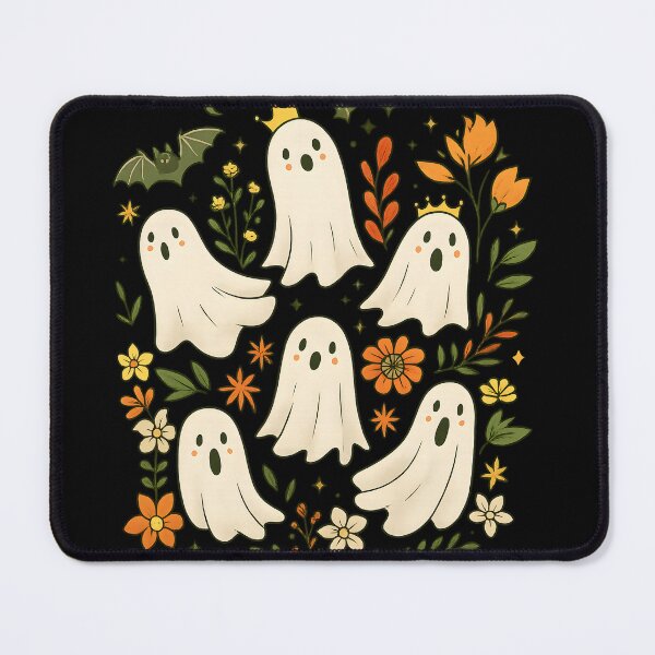 Item preview, Cute Kawaii Ghosts with Floral and Crown Halloween Illustration | Spooky Autumn Pastel Ghost Shirt designed and sold by DrawHandArt.