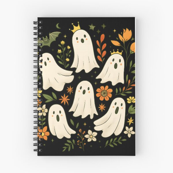 Item preview, Cute Kawaii Ghosts with Floral and Crown Halloween Illustration | Spooky Autumn Pastel Ghost Shirt designed and sold by DrawHandArt.